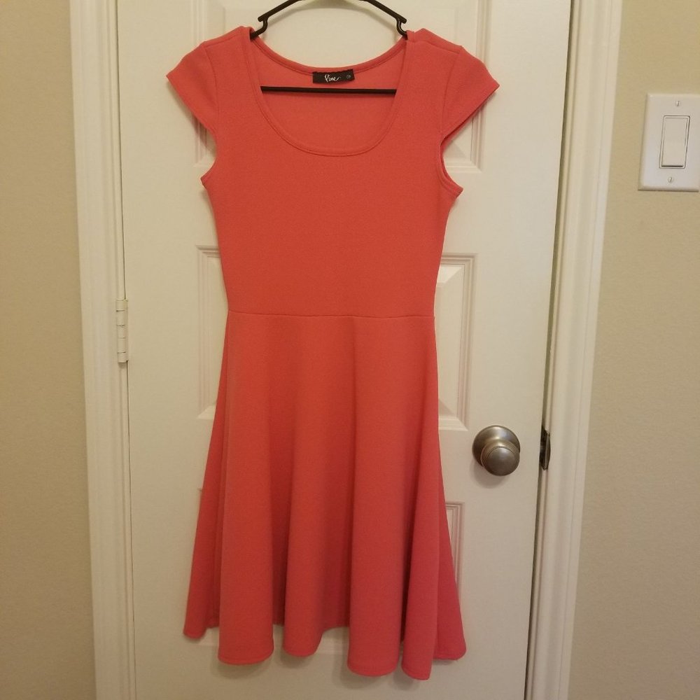 Pink Cap Sleeve Fit and Flare Dress
